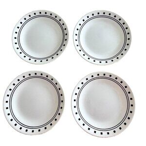 Corelle City Block Bread & Butter Plates 6.75" Black White Set of 4 USA dessert